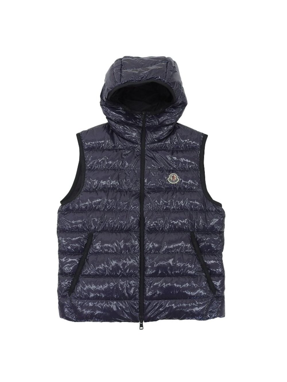 Moncler Lautaret Logo Patch Double Zip Down Vest Navy